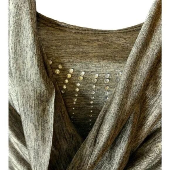 Candid Soul Tops Women's Size Large Draped Studded Neckline Short Sleeves Gray - Picture 6 of 8